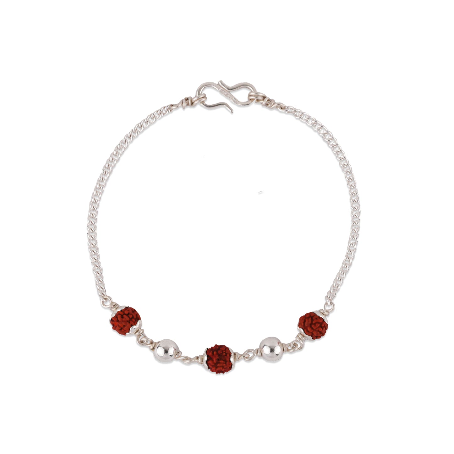 5 Mukhi Original 3 Rudraksha 925 Sterling Silver Chain Rakhi for Brother