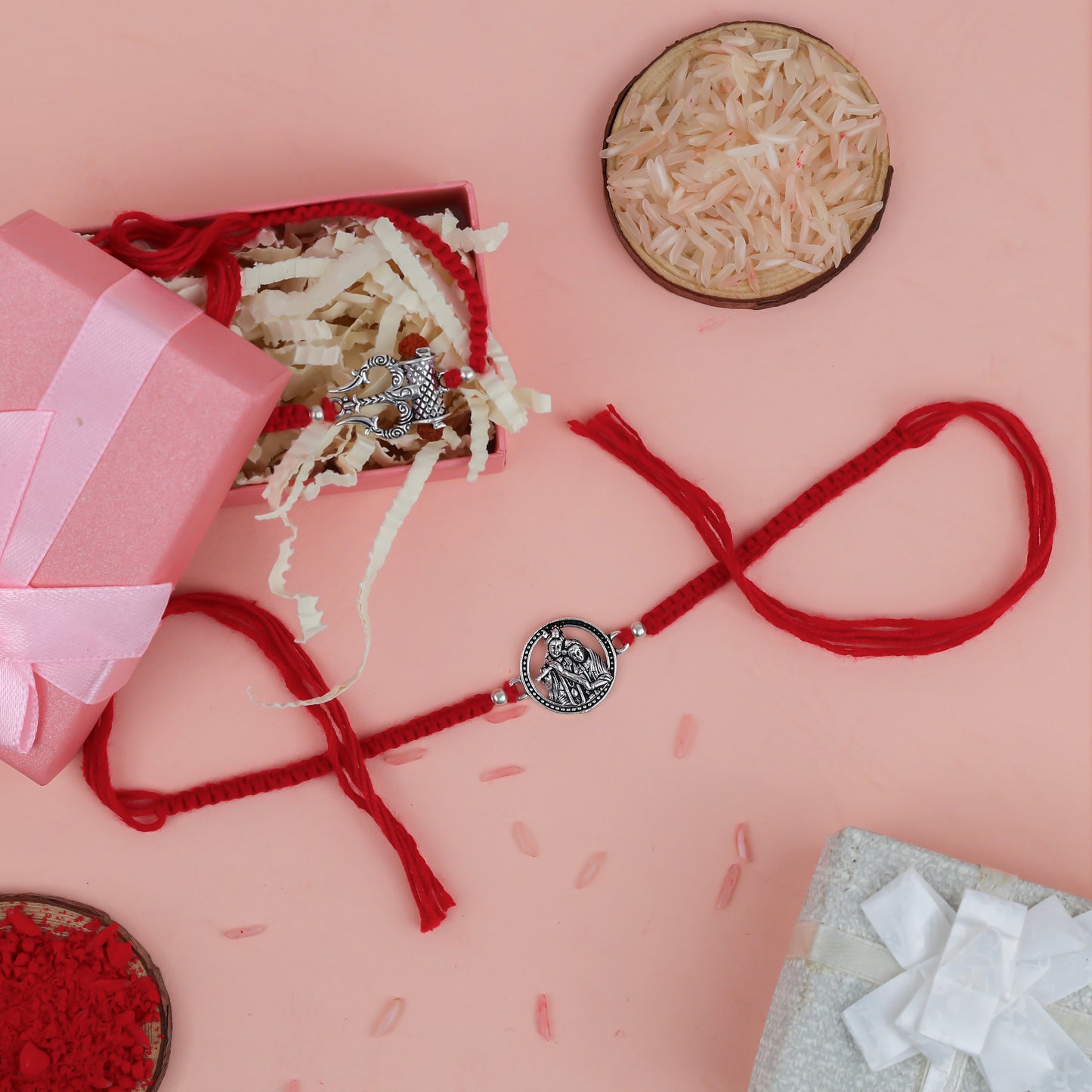 Premium 925 Sterling Silver Radha Krishna Rakhi for Brother