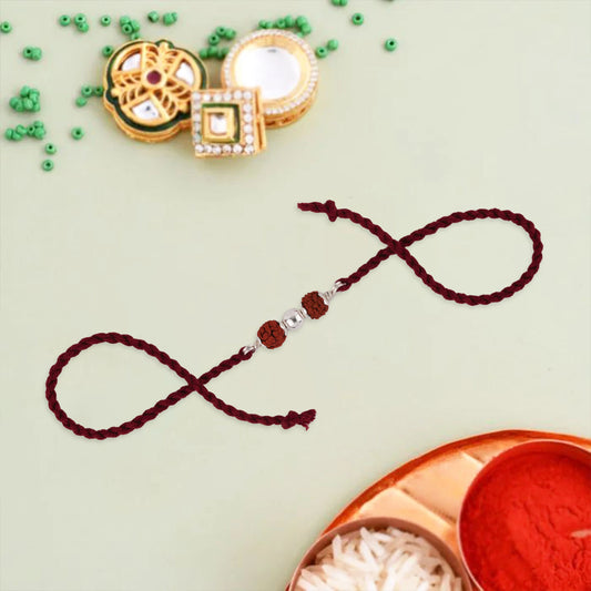 925 Sterling Silver 2 Rudraksh Premium Rakhi for Brother