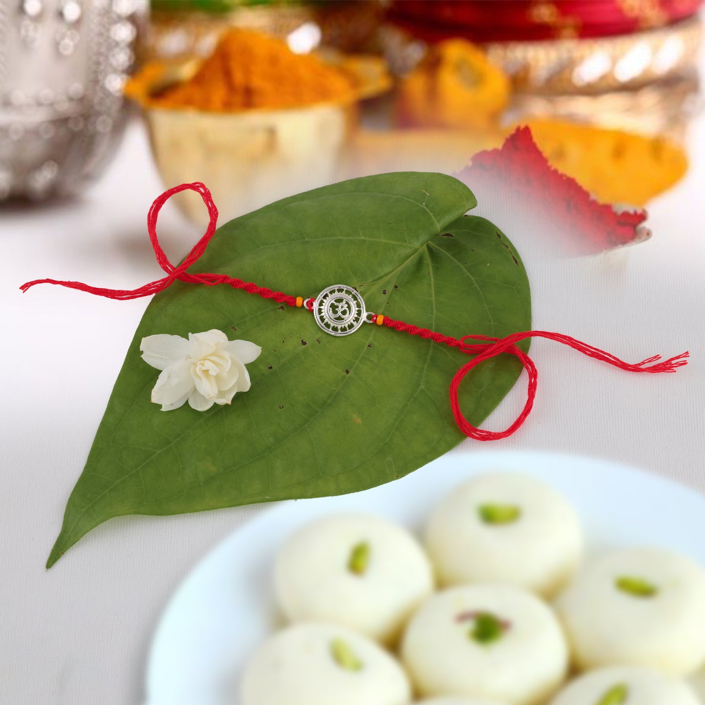 925 Sterling Silver Om Premium Rakhi for Brother