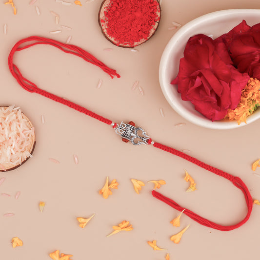 Elegant Lord Shiv Ji Rakhi in 925 Silver