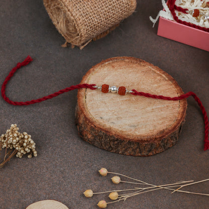 925 Sterling Silver 2 Rudraksh Premium Rakhi for Brother